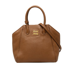 ミュウミュウ ヴィッテロダイノ ハンドバッグ ショルダーバッグ 2WAY ブラウン レザー レディース MIUMIU 【中古】