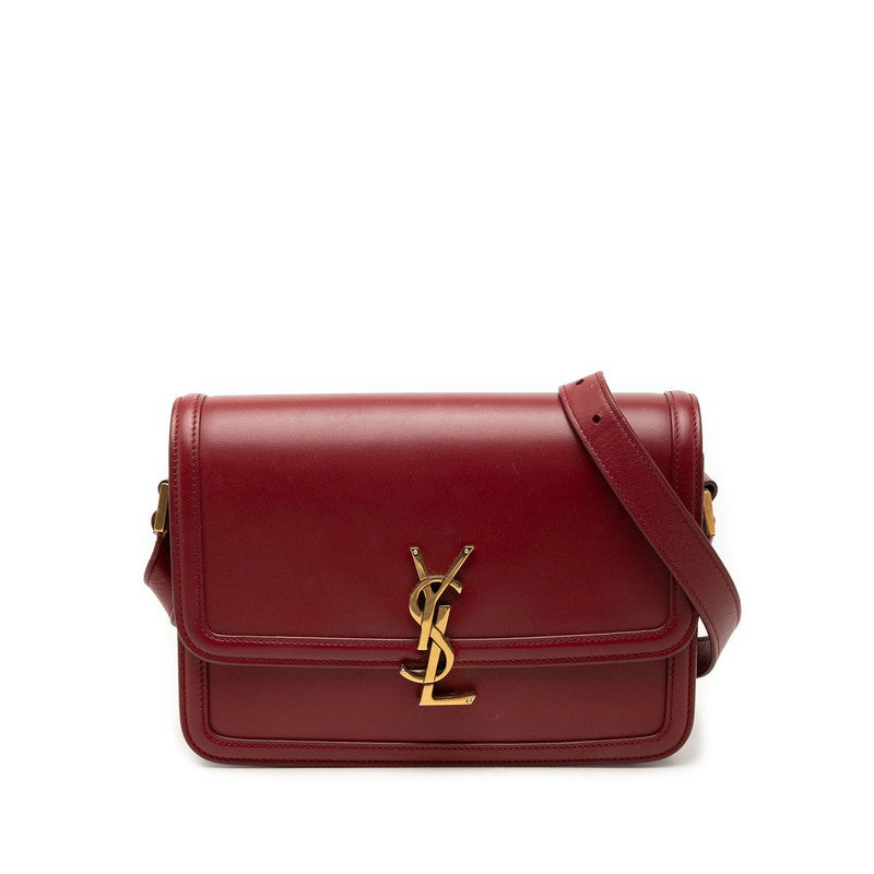 サンローラン YSLロゴ ソルフェリーノ 斜めかけ ショルダーバッグ 634305 レッド レザー レディース SAINT LAURENT 中古