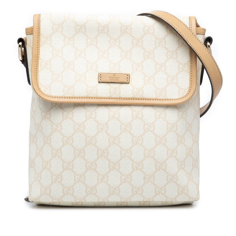 グッチ GGスプリーム ショルダーバッグ メッセンジャーバッグ 223666 ベージュ ブラウン PVC レザー レディース GUCCI 【中古】