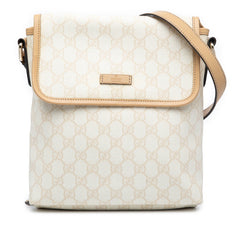 グッチ GGスプリーム ショルダーバッグ メッセンジャーバッグ 223666 ベージュ ブラウン PVC レザー レディース GUCCI 【中古】