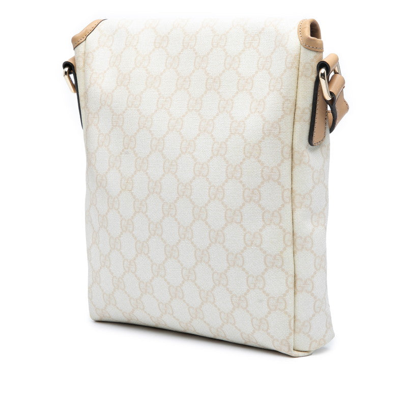 グッチ GGスプリーム ショルダーバッグ メッセンジャーバッグ 223666 ベージュ ブラウン PVC レザー レディース GUCCI 【中古】