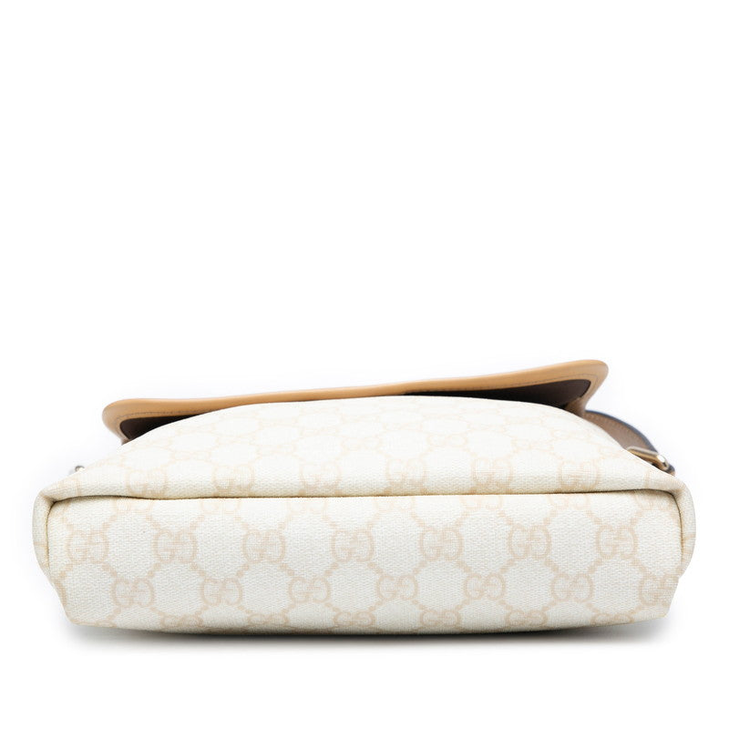 グッチ GGスプリーム ショルダーバッグ メッセンジャーバッグ 223666 ベージュ ブラウン PVC レザー レディース GUCCI 【中古】