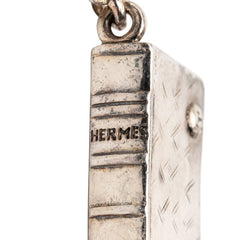 エルメス ネームタグ 本 モチーフ バッグチャーム キーホルダー SV925 シルバー レディース HERMES 【中古】