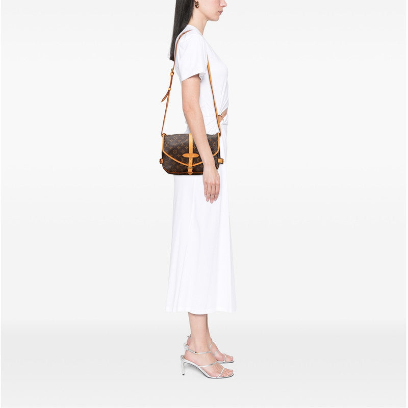 ルイ ヴィトン モノグラム ソミュール30 斜めがけ ショルダーバッグ M42256 ブラウン PVC レザー レディース LOUIS VUITTON 【中古】