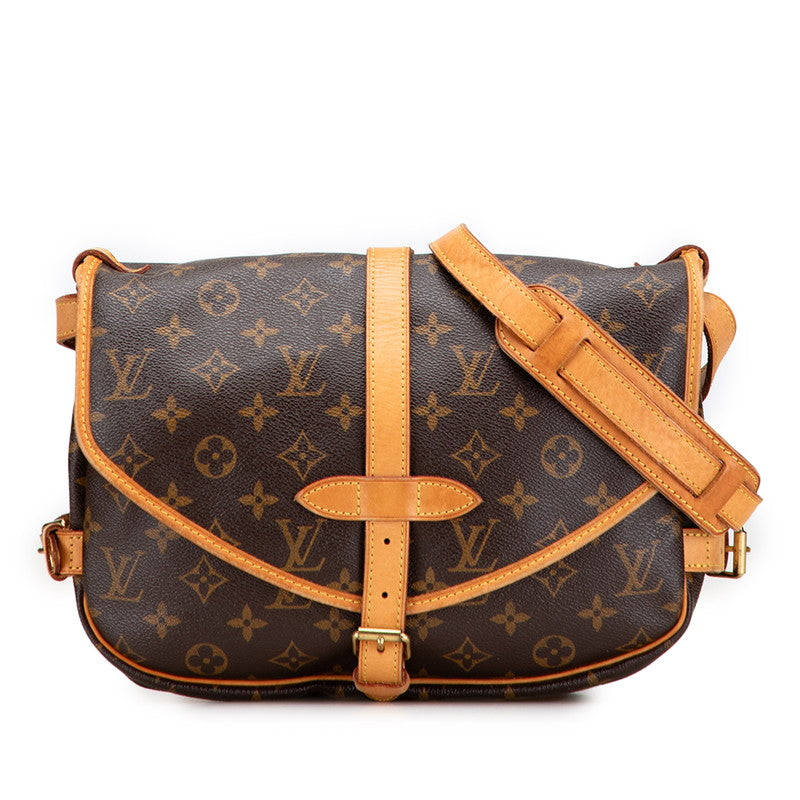 ルイ ヴィトン モノグラム ソミュール30 斜めがけ ショルダーバッグ M42256 ブラウン PVC レザー レディース LOUIS VUITTON 【中古】