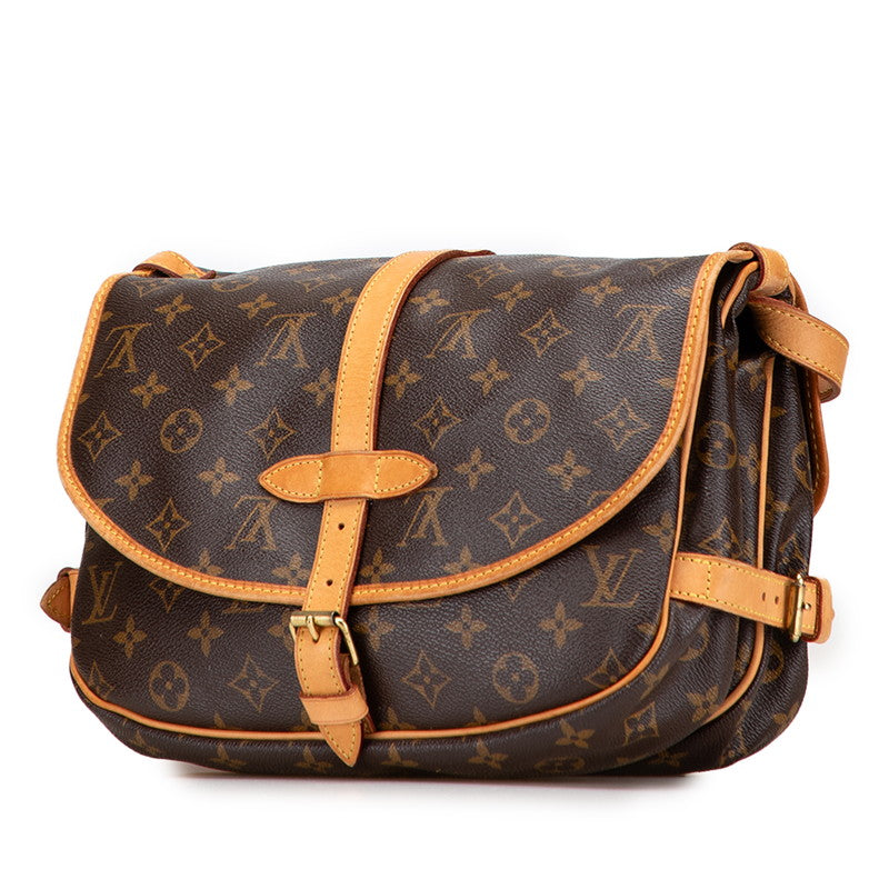 ルイ ヴィトン モノグラム ソミュール30 斜めがけ ショルダーバッグ M42256 ブラウン PVC レザー レディース LOUIS VUITTON 【中古】