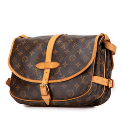 ルイ ヴィトン モノグラム ソミュール30 斜めがけ ショルダーバッグ M42256 ブラウン PVC レザー レディース LOUIS VUITTON 【中古】