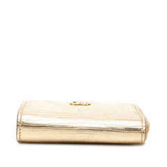 グッチ GGマーモント L字ジップ 財布 コンパクトウォレット 644406 ゴールド リザード レディース GUCCI 中古