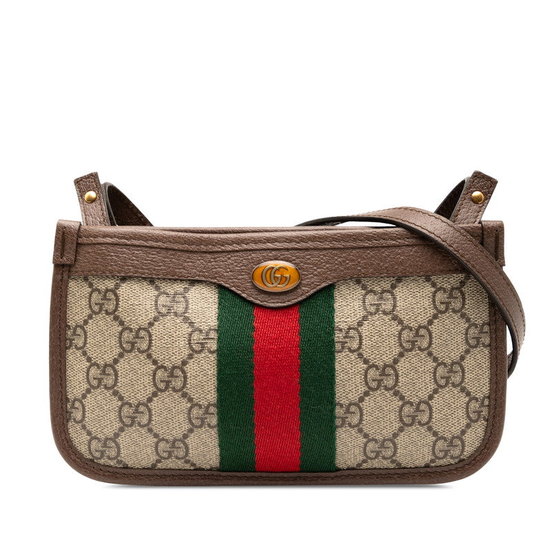 グッチ GGスプリーム オフィディア 斜め掛け ショルダーバッグ 625753 ベージュ ブラウン PVC レザー レディース GUCCI 【中古】