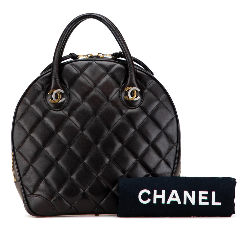 シャネル マトラッセ ココマーク ハンドバッグ ブラック ラムスキン レディース CHANEL 【中古】