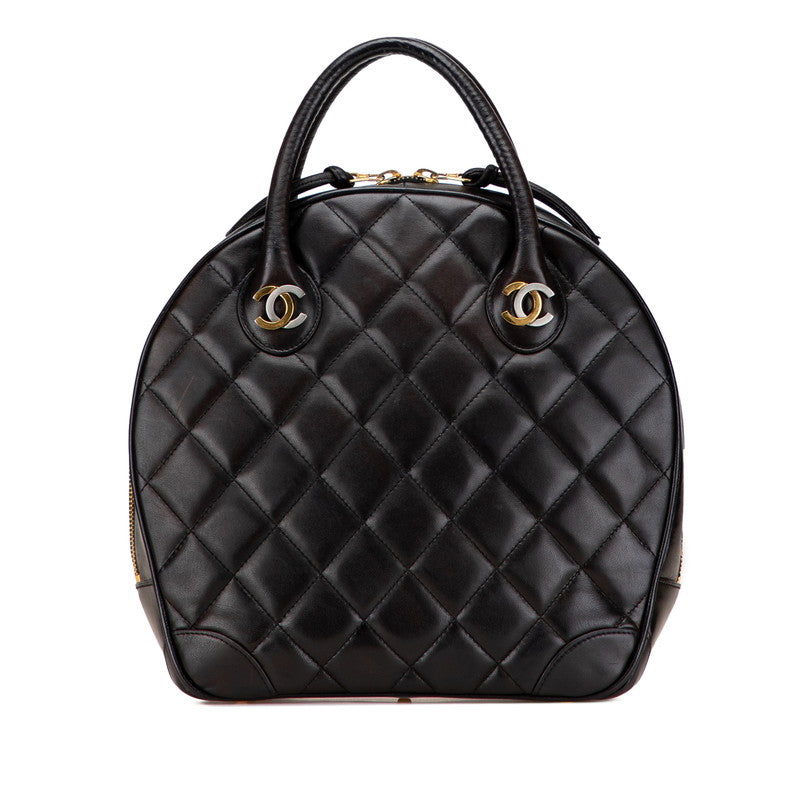 シャネル マトラッセ ココマーク ハンドバッグ ブラック ラムスキン レディース CHANEL 【中古】