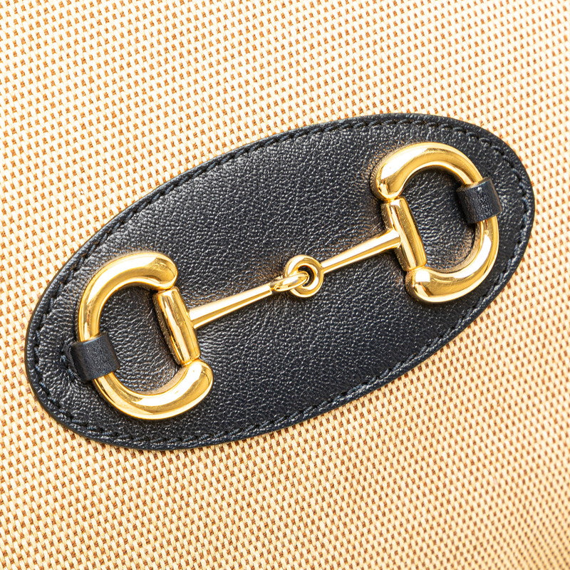 グッチ ホースビット トートバッグ ハンドバッグ 623694 ベージュ ブラック キャンバス レザー レディース GUCCI 【中古】
