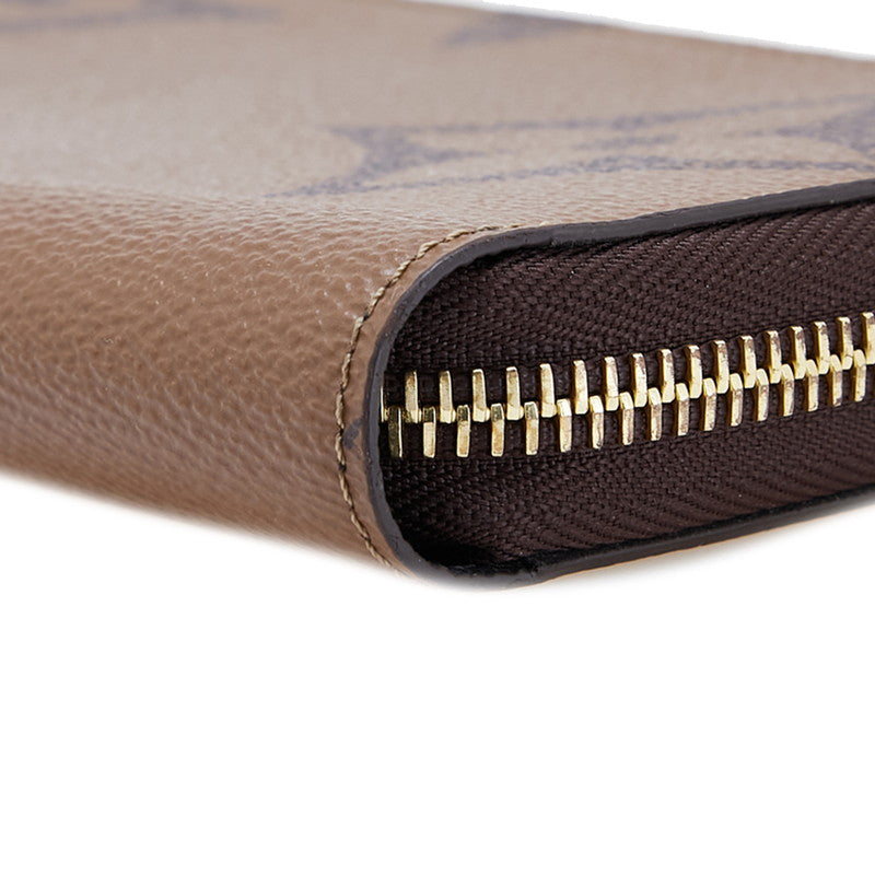 ルイ ヴィトン モノグラム ジャイアント リバース 長財布 ラウンドファスナー M69353 ブラウン PVC レザー レディース LOUIS VUITTON 【中古】