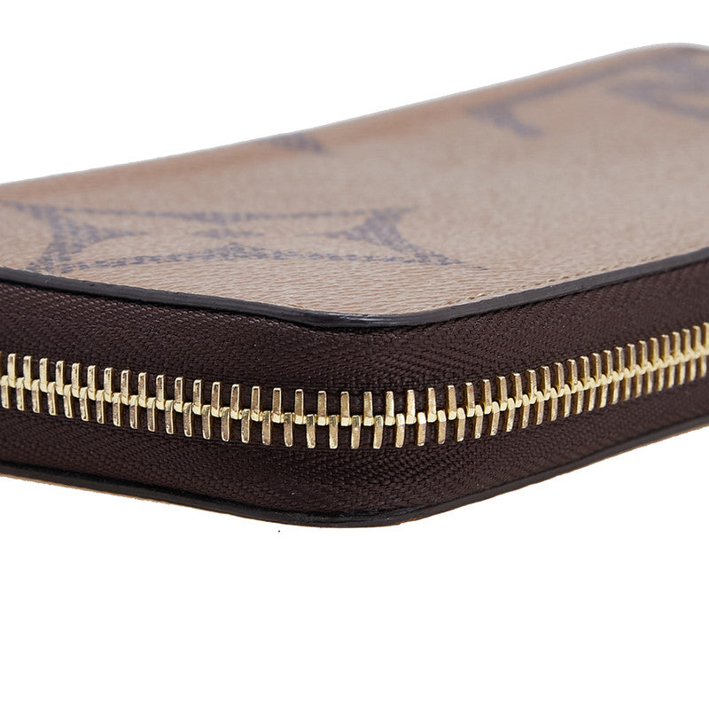 ルイ ヴィトン モノグラム ジャイアント リバース 長財布 ラウンドファスナー M69353 ブラウン PVC レザー レディース LOUIS VUITTON 【中古】