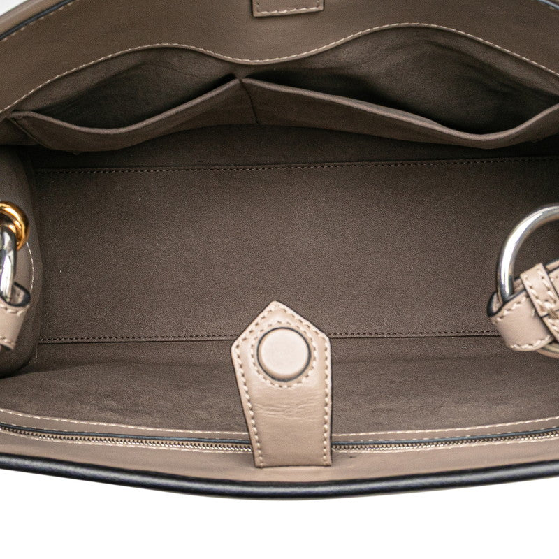 フェンディ ラナウェイ ハンドバッグ ショルダーバッグ 2WAY 8BH343 ベージュ アイボリー ブラック レザー レディース FENDI 【中古】