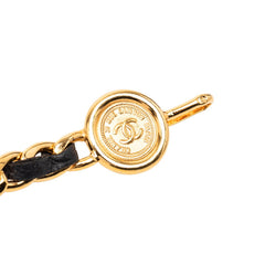 シャネル ココマーク 31 RUE CAMBON PARIS チェーンベルト ゴールド ブラック メッキ レザー レディース CHANEL 【中古】