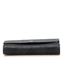 ルイ ヴィトン モノグラム マヒナ ポルト フォイユ イリス コンパクト 二つ折り財布 M62540 ブラック レザー レディース LOUIS VUITTON 【中古】