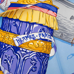 エルメス カレ90 風の中の祈り PRIERES AU VENT スカーフ ブルー マルチカラー シルク レディース HERMES 【中古】