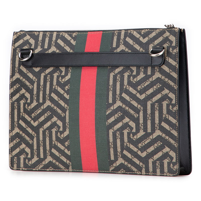 グッチ GGスプリーム カレイド ビー シェリーライン セカンドバッグ ショルダーバッグ 429004 ブラウン レザー レディース GUCCI 【中古】