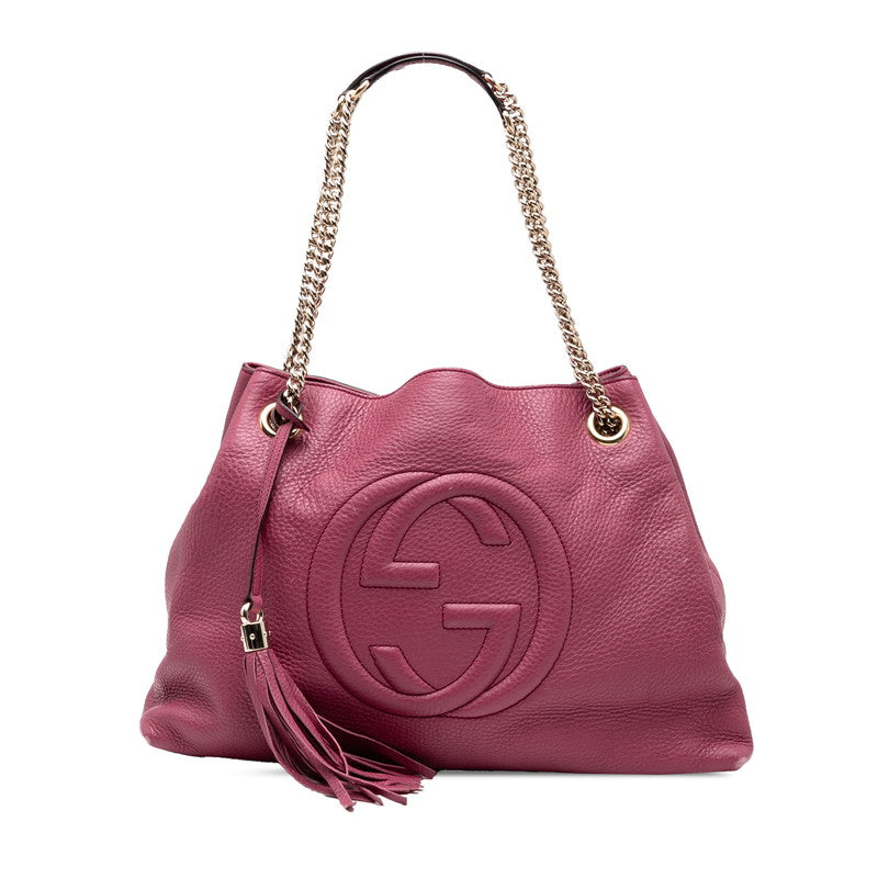 グッチ ソーホー チェーン トートバッグ ショルダーバッグ 308982 パープル系 レザー レディース GUCCI 【中古】