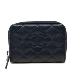 シャネル ココマーク マトラッセ コインケース 小銭入れ A69271 ネイビー シルバー ラムスキン レディース CHANEL 中古