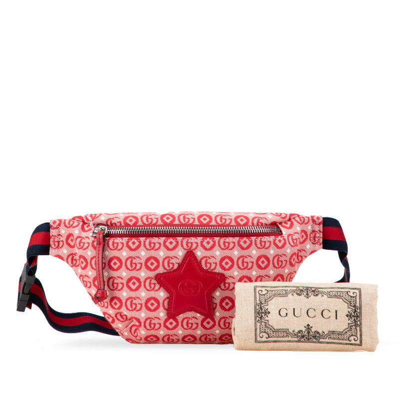 グッチ チルドレンズ GGロゴ 星 スター ボディバッグ ウエストバッグ 502095 レッド キャンバス レザー レディース GUCCI 【中古】