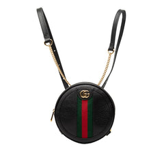 グッチ シェリーライン オフィディア チェーン リュック バックパック 598661 ブラック レザー レディース GUCCI 【中古】