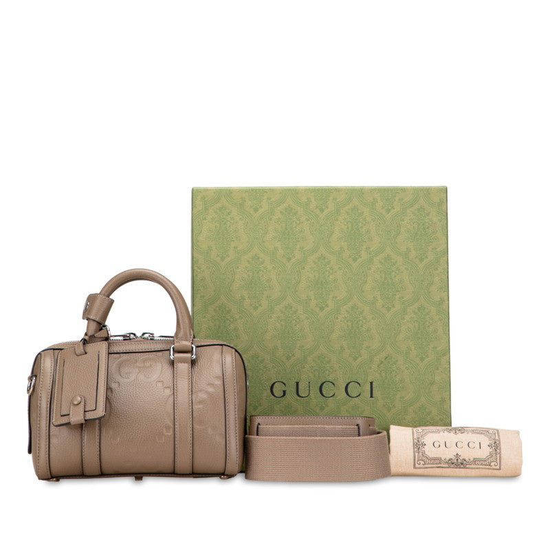 グッチ ジャンボGG ミニダッフル ハンドバッグ ショルダーバッグ 2WAY 725292 グレージュ レザー レディース GUCCI 【中古】