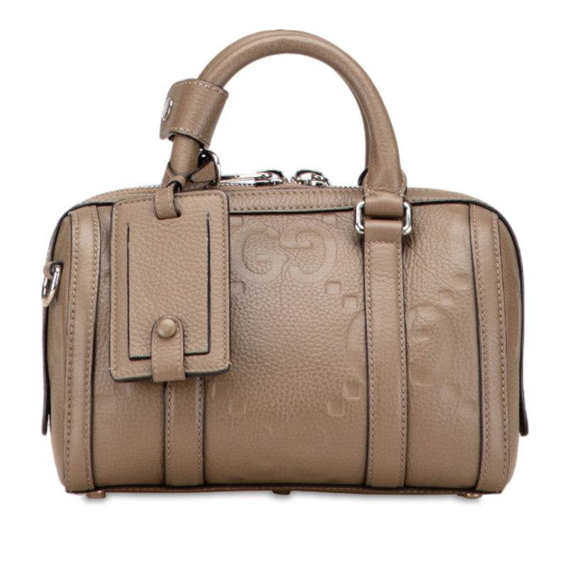 グッチ ジャンボGG ミニダッフル ハンドバッグ ショルダーバッグ 2WAY 725292 グレージュ レザー レディース GUCCI 【中古】