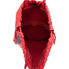グッチ シェリーライン GGロゴ リュック バックパック 巾着 473872 ブルー レッド キャンバス レザー レディース GUCCI 中古