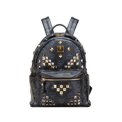エム シー エム ヴィセトス モノグラム スタッズ リュック バックパック ブラック レザー レディース MCM 【中古】
