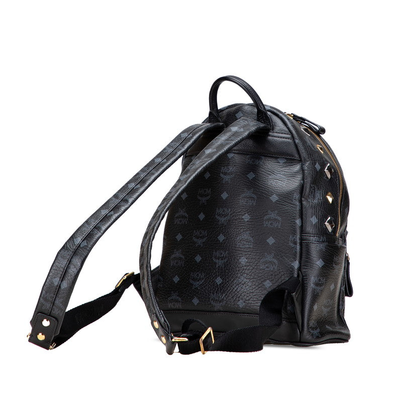 エム シー エム ヴィセトス モノグラム スタッズ リュック バックパック ブラック レザー レディース MCM 【中古】