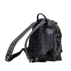 エム シー エム ヴィセトス モノグラム スタッズ リュック バックパック ブラック レザー レディース MCM 【中古】