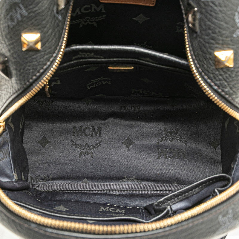 エム シー エム ヴィセトス モノグラム スタッズ リュック バックパック ブラック レザー レディース MCM 【中古】