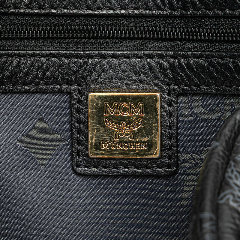 エム シー エム ヴィセトス モノグラム スタッズ リュック バックパック ブラック レザー レディース MCM 【中古】