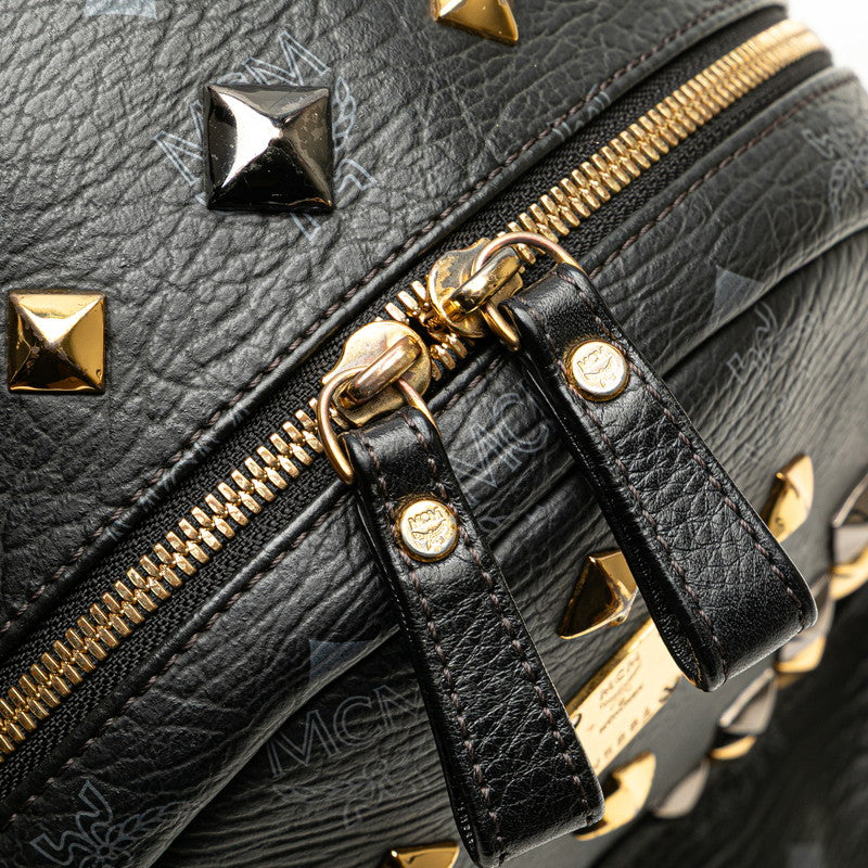 エム シー エム ヴィセトス モノグラム スタッズ リュック バックパック ブラック レザー レディース MCM 【中古】