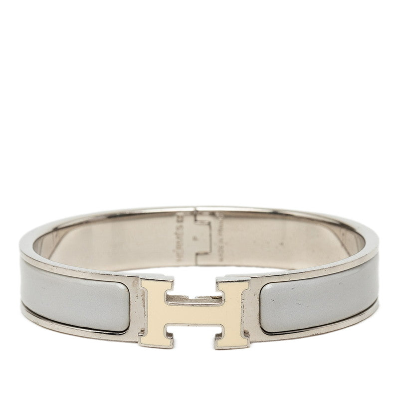 エルメス クリックH GM エナメルブレスレット バングル シルバー アイボリー グレー メタル レディース HERMES 中古