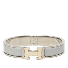 エルメス クリックH GM エナメルブレスレット バングル シルバー アイボリー グレー メタル レディース HERMES 中古