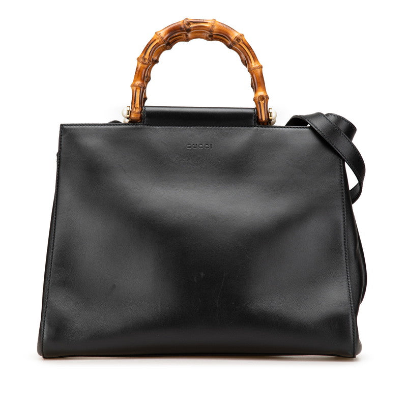 グッチ ニムフェア ミディアム ハンドバッグ ショルダーバッグ 2WAY 453766 ブラック レザー レディース GUCCI 【中古】