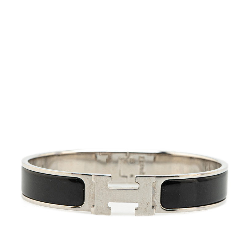 エルメス クリッククラックH PM バングル シルバー ブラック メタル レディース HERMES 【中古】
