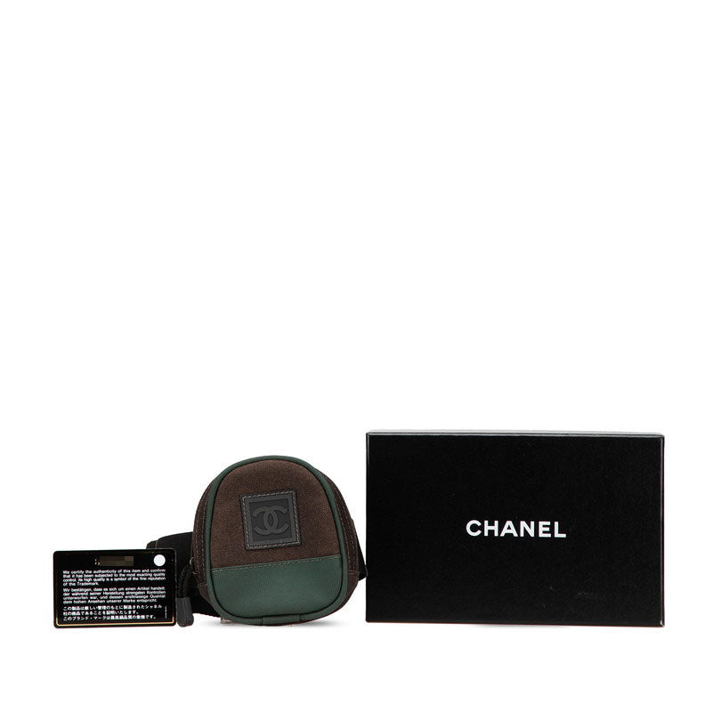 シャネル スポーツライン ココマーク アームポーチ ブラック グリーン キャンバス レディース CHANEL 【中古】