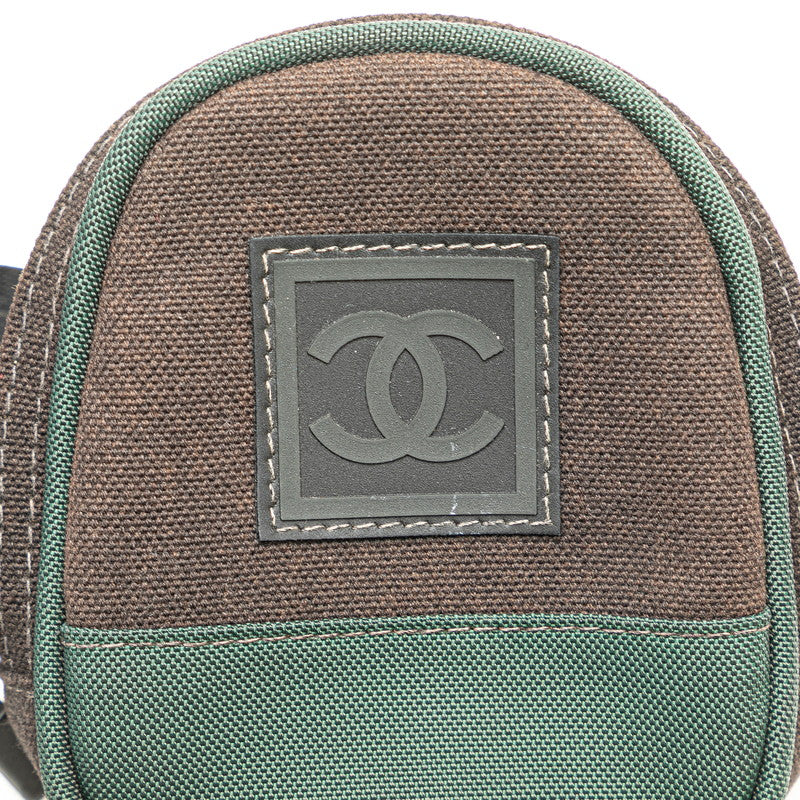 シャネル スポーツライン ココマーク アームポーチ ブラック グリーン キャンバス レディース CHANEL 【中古】
