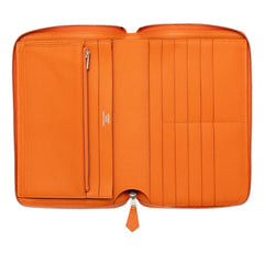 エルメス アザップインテグラル ラウンドファスナー 長財布 オレンジ ヴォーエプソン レディース HERMES 【中古】