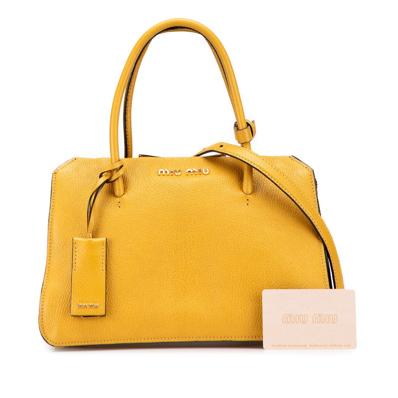 ミュウミュウ マドラス ハンドバッグ ショルダーバッグ 2WAY RL103C イエロー系 レザー レディース MIUMIU 【中古】