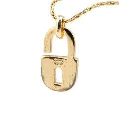 ディオール CD ロゴ 南京錠 モチーフ ネックレス ゴールド メッキ ラインストーン レディース Dior 【中古】
