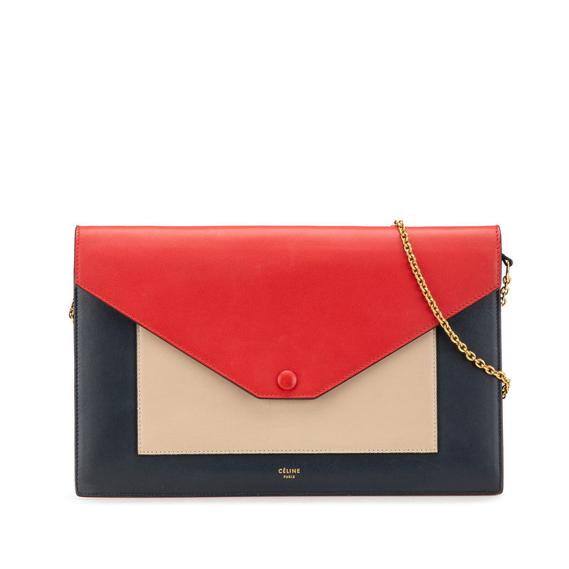 セリーヌ チェーンウォレット ショルダーバッグ ブラック レッド ベージュ レザー レディース CELINE 【中古】