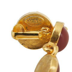 シャネル ヴィンテージ ココマーク ラウンド スイング イヤリング ゴールド ワインレッド メッキ レディース CHANEL 【中古】