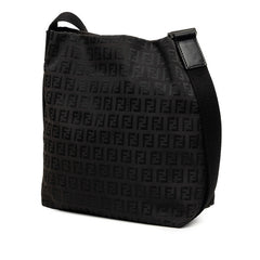 フェンディ ズッキーノ 斜めかけ ショルダーバッグ 8BR317 ブラウン ブラック キャンバス レザー レディース FENDI 中古