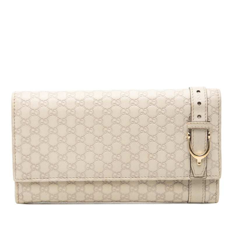 グッチ マイクログッチシマ 長財布 309760 アイボリー レザー レディース GUCCI 【中古】