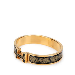 エルメス クリックH PM サーベル飾袋 バングル ゴールド ブラック メッキ レディース HERMES 【中古】